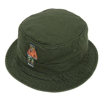 Polo Ralph Lauren Polo Bear Preppy Bear Safari Bucket Hat Cap - Olive Green - - Image 1 of 3