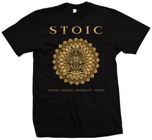 Stoic Virtues - T Shirt - Wisdom Justice Courage Moderation - Plato Socrates - Picture 1 of 2