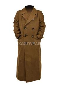Mens 10th Doctor Who Dr Ten Brown Long Coat Trench Cosplay Costume - Picture 1 of 7