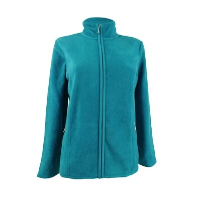 Chaqueta deportiva para mujer Karen Scott con cremallera techo cero polar cristal verde azulado talla XS Foto 1 de 3