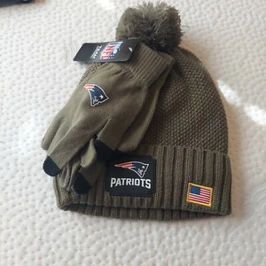 New England Patriots Beanie und Handschuhe Set Authentic NFL Apparel Sage Green - Bild 1 von 8