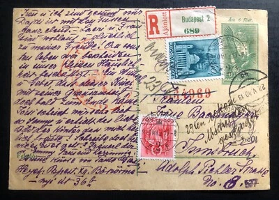1940 Budapest Hungary PS Postcard Censored Uprated Cover To Innsbruck Austria - Image 1 of 2