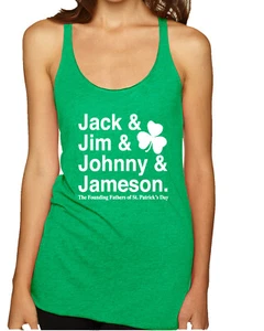 Jack Jim Johnny and Jameson Irish Whiskey St Patricks Day Tri-Blend Tank Top - Picture 1 of 3