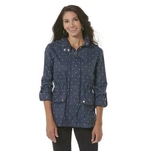 Laura Scott Size 2X Polka Dot Anorak Windbreaker Jacket Elastic Waist Pockets - Picture 1 of 6
