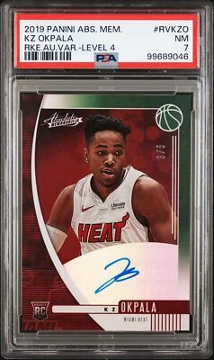 2019 Panini Absolute Mem KZ Okpala Autograph #/5 #RVKZO SSP Miami Heat PSA 7 - Image 1 of 2