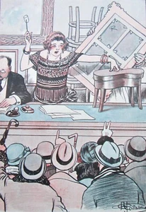 GUILLAUME Original 1924 French Vintage Art Print AUCTION HOUSE LADY AUCTIONEER - Picture 1 of 2