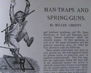 Männerfallen Federgewehre Geschichte Wilderer selten viktorianischer Artikel 1901 Clementshaws - Bild 1 von 10