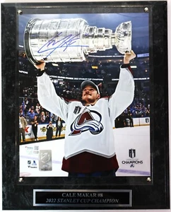 Placa autografiada de 8x10 Cale Makar Stanley Cup con tinta azul - Imagen 1 de 3