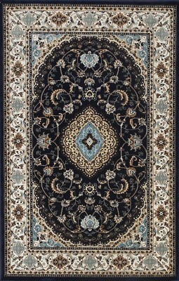 New Navy Blue Medallion Floral Traditional Oriental Area Rugs Turkish Carpets - Image 1 of 4