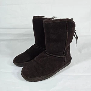 Bearpaw Women Size 9 Elizabeth Mid Calf Boots Sheepskin Lining Suede Brown Fall - Picture 1 of 10