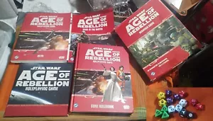Star Wars: Age of Rebellion RPG by FFG (CRB, Beta, Beg. Game, DM Set, ex dice) - Picture 1 of 24