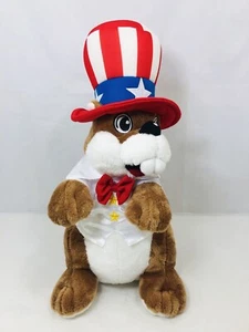 "Felpa patriótica Bucees Beaver 4 de julio juguete de peluche 14"" falta chaleco azul" - Imagen 1 de 12