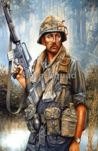 Foto immagine guerra del Vietnam soldato dell'esercito americano completamente equipaggiato COT. 5506 - Foto 1 di 1