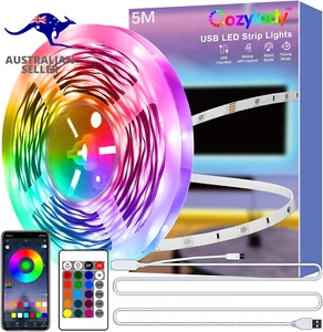 LED Light Strip 5M,16.4Ft USB RGB Strip Lights with Remote, Multi-Colour LED Lig - Picture 1 of 12