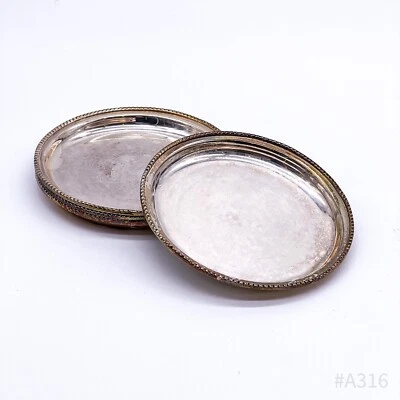 4er Set Vintage Sottopiatto Con Bordo Perlato, Placcato Argento 12,5cm Ø - Immagine 1 di 4
