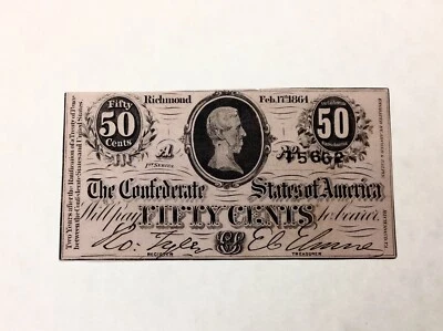 ~1864 50 Cents Confederate States of America - Jefferson Davis - Civil War Note - Image 1 of 2