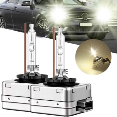 2Pcs 4300K Front HID Headlight Bulbs For Cadillac Escalade 2007-2014 Low & High - Image 1 of 4