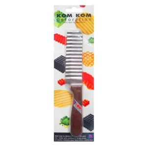 2x Messer Dekoration Kom Kom Schnitt Obst Gemüse Muster scharfe Welle Holzgriff - Bild 1 von 8