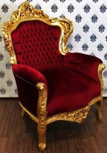 Casa Padrino Barock Sessel King Bordeaux / Gold - Möbel im Antik Stil - Bild 1 von 1