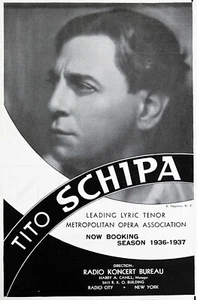 TITO SCHIPA Opera Tenor 1936 Booking Ad Concert Orchestra Performers - Picture 1 of 2