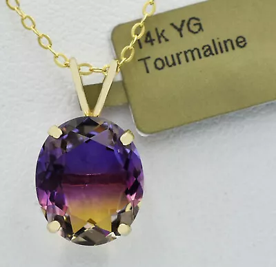 AAA TOURMALINE 5.70 Cts PENDANT  14K YELLOW GOLD - New With Tag - Image 1 of 4