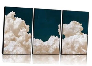 3Pcs Cloud Canvas Wall Art Navy Blue Sky Landscape Nature 16inx24in posters - Picture 1 of 7