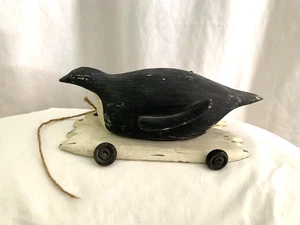 Pinguin auf Rädern! Einzigartige Volkskunst primitiver Stil Spielzeug Dekor - Bild 1 von 7