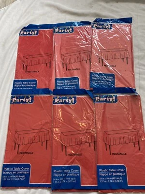 PACK OF 6 Disposable  Plastic Tablecloths table Covers 54" x 108" new - Image 1 of 4
