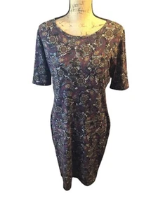 LuLaRoe Dress Size L Black and Purple Paisley - Picture 1 of 5