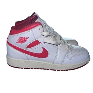 Air Jordan 1 Mid SE Schuhe weiß mit rot Jungen Größe 7 - Bild 1 von 11