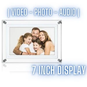 7 Inch Multimedia Clear Acrylic Digital Photo Frame with Speaker MP3 MP4 Video - Picture 1 of 8