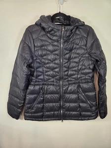 Athleta Damen schwarz Daunen gefüllt Full Zip Jacke Kapuze gesteppt Puffer Medium? - Bild 1 von 21