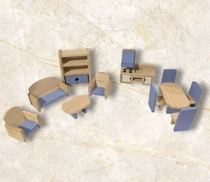 Le Toy Van Wooden Dollhouse Furniture Kitchen Living Room Dining Mini Set Of 11 - Picture 1 of 16