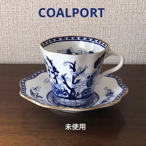 Coalport Tasse und Untertasse vergoldet Indian Tree blau britisch Vintage unbenutzt - Bild 1 von 11