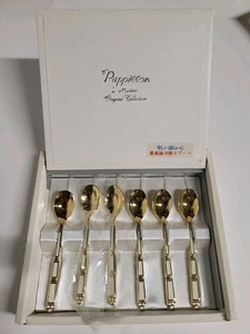 Set aus 6 Papillionen Marsianer Japan vergoldeten Elfenbein Demitasse Löffeln in Satin Box - Bild 1 von 24