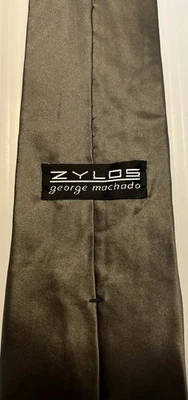 Corbata para hombre Zylos George Machado 100 % seda gris oscuro liso Foto 1 de 2