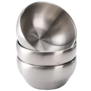 3 Pack 28 Oz SUS304 Brushed Stainless Steel Bowls, Double Wall Insulated Bowl... - Picture 1 of 9