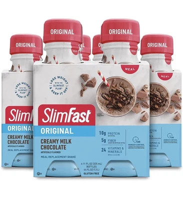 Batido de reemplazo de comidas SlimFast, chocolate con leche cremoso original, (11 fl. oz 24 paquetes) Foto 1 de 4
