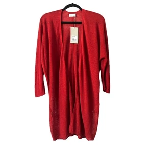 Poetry London 100% Linen Cardigan Womens Sz 2 Brick Red  Oversized Lagenlook NEW - Picture 1 of 14