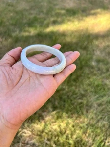 Lavender Green 100% Natural Grade A Jadeite Jade Bangle Bracelet 56.2mm B512 - Picture 1 of 12