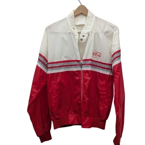Vintage 1980s Coca Cola Red White Activewear Windbreaker Racing Jacket Medium M - Picture 1 of 7