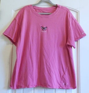 Life Is Good Embroidered BEE Positive Boyfriend Womens Pink T-Shirt Top Tee SZ M - Picture 1 of 2