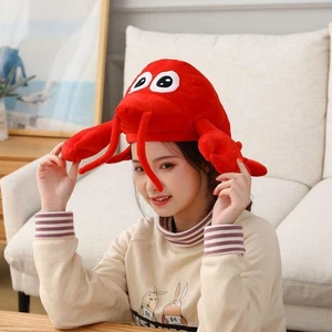 Lobster Hat Beanie Cosplay Costume Halloween Plush Photographing Props - Picture 1 of 7