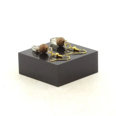 Steine Und Minéraux. Ohrringe 2 Perlen Quarz Turmalin Rutil Der Br - Bild 1 von 2