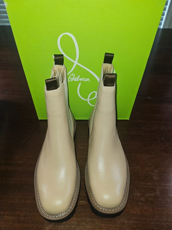 ¡Botas impermeables para mujer Sam Edelman Laguna de cuero sésamo! Talla US 7W Foto 1 de 4