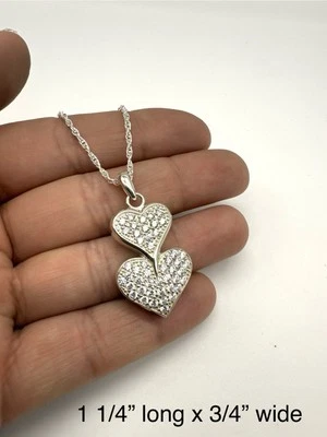 Heart With Cz Stones Cremation keepsake Necklace For ashes 925 Sterling Silver - Изображение 1 из 4