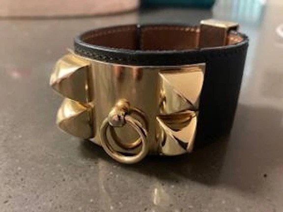 Pulsera Hermes Chapada en Oro Collar De Chien Auténtica Foto 1 de 2