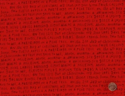 Cori Dantini's 12 Days of Christmas, SING ALONG, 100% Cotton Fabric - BTY - Image 1 of 2