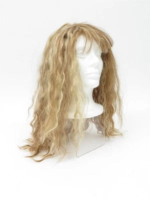 Human Hair Wig Wavy Curly Layered Long High/Low Light Red Blond Fringe Bangs - Image 1 of 4