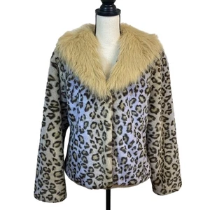 Vintage Terry Lewis Classic Luxuries Faux Fur Animal Print Jacket Size Small - Picture 1 of 10